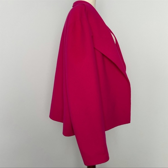 Hot Pink Wing Collar Wool Jacket - Solid - Open Front - Bright - Picture 5 of 16